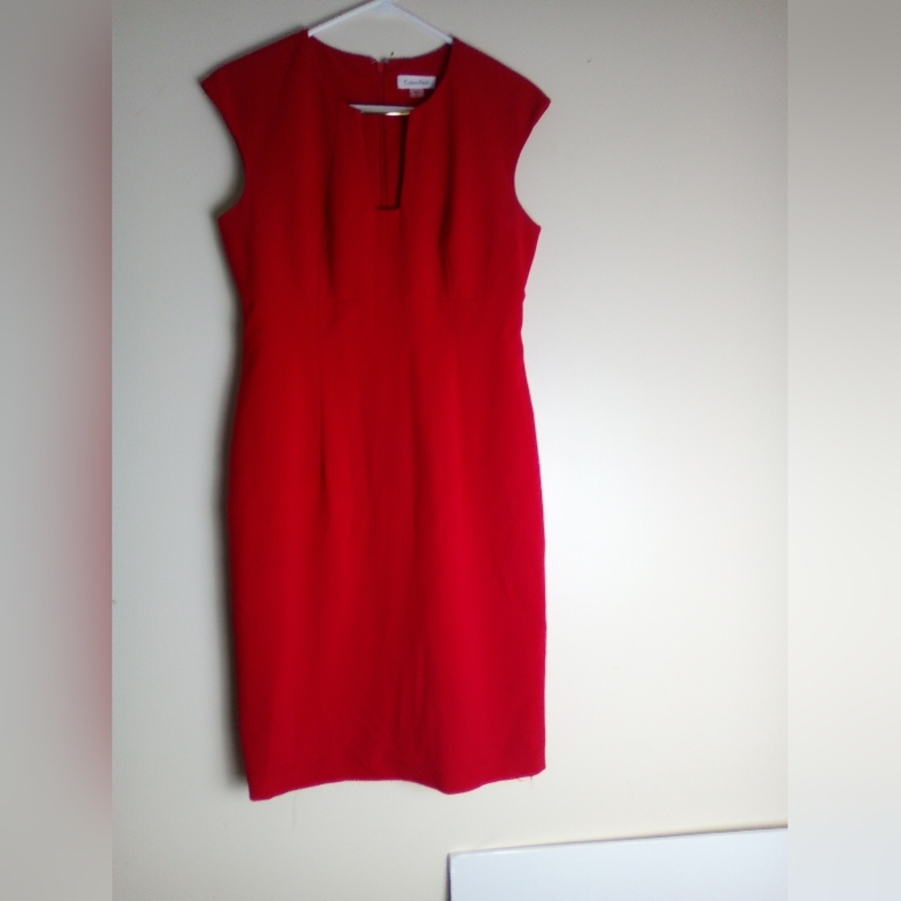 CALVIN KLEIN Elegant Red Cap Sleeve Dress 8P - Picture 5 of 7